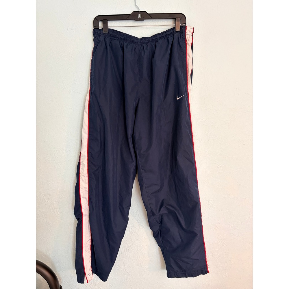 Nike Track Pants XL Navy Blue White Red Stripe Windbreaker Y2K Gorpcore Pants